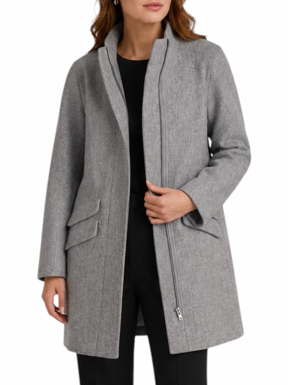 J. Crew Cocoon Coat in Italian Stadium Cloth Wool Blend Gray Size 2